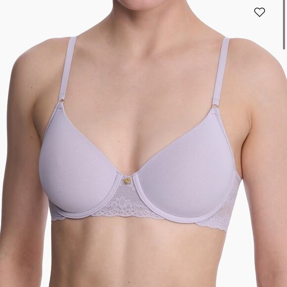 Natori Bliss Perfection Comfort T-Shirt pink Lace accent  Bra Size 34C - Picture 2 of 9